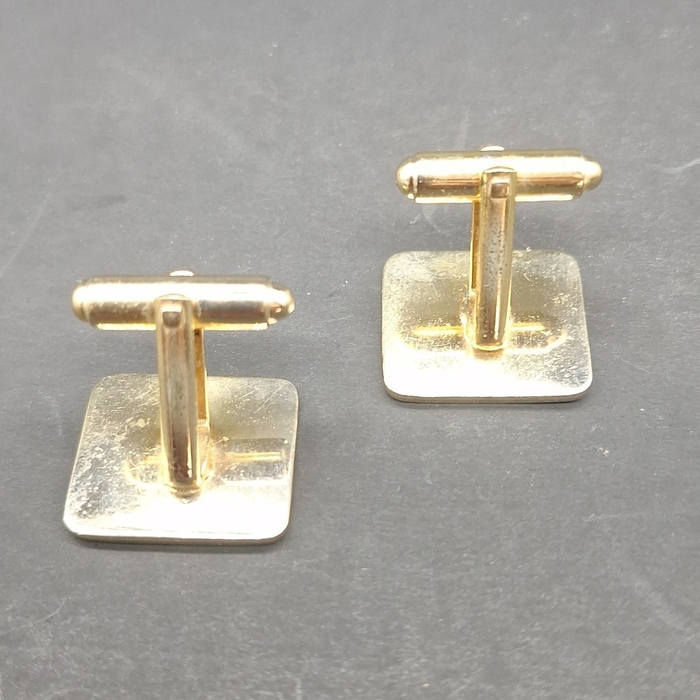 Vintage Gold Tone Geometric Cufflinks - Picture 5 of 7